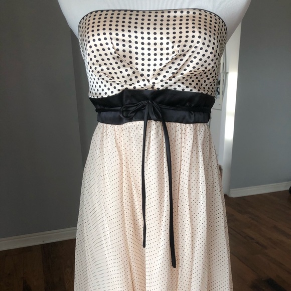 NWT! Bebe Pink Polka Dot Silk Satin Dress - Picture 1 of 10